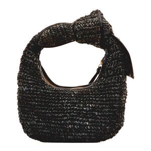 Poolside The Josie Raffia Knot Bag, Black